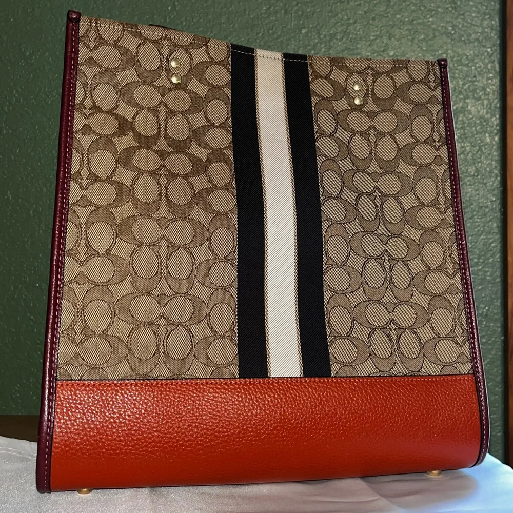 Coach Dempsey Signature Tote with Orange Patch - Picture 2 of 6